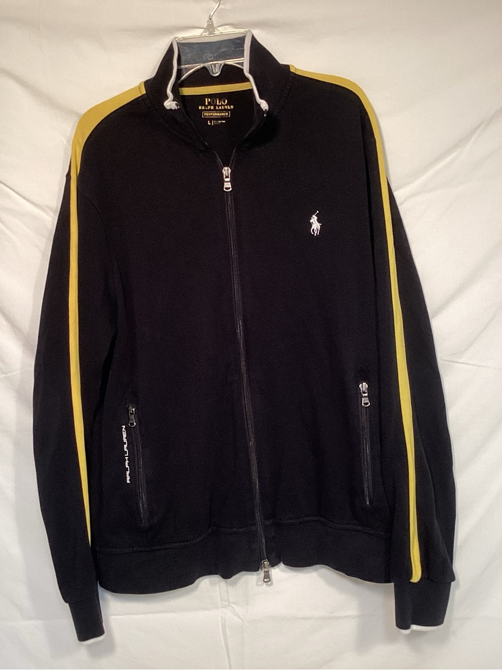 Polo by Ralph Lauren Performance Mens Black & Yellow Zip-Up Track Jacket Large
